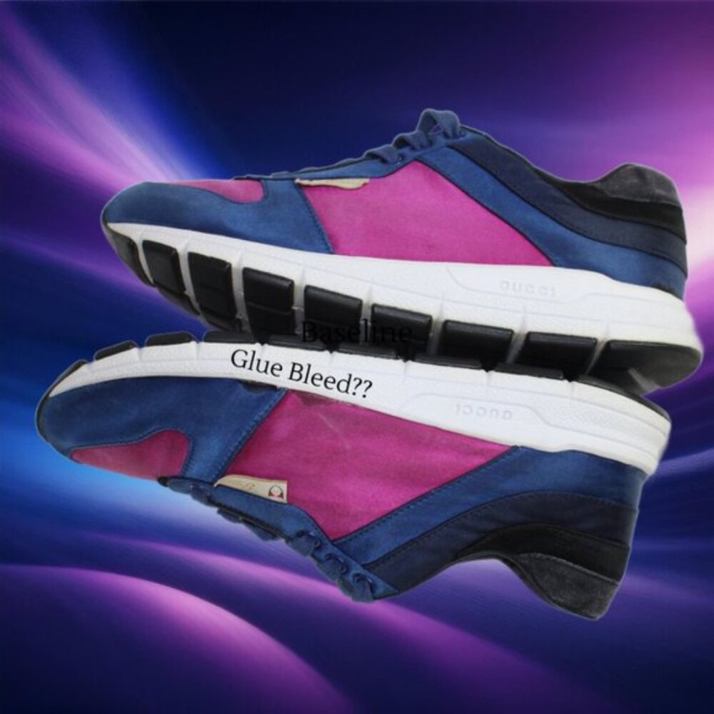 Gucci Web Runner Color Block Navy Fuchsia Lace-Up Trainers Size 36.5 (US 6.5) - Picture 12 of 13